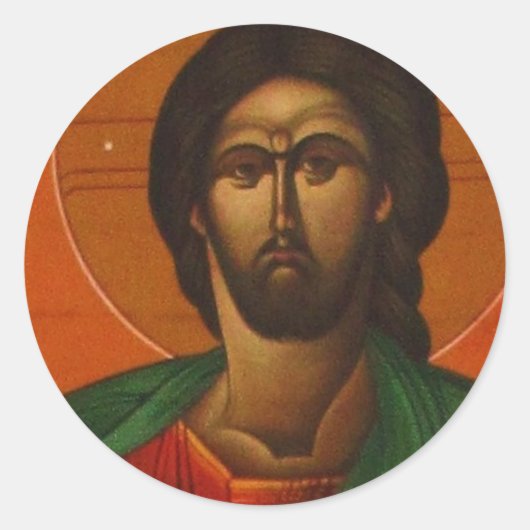 STICKER ROND ICÔNE ORTHODOXE GRECQUE JÉSUS CHRIST (Devant)