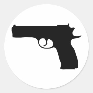 Sticker Rond icône Pistol noir