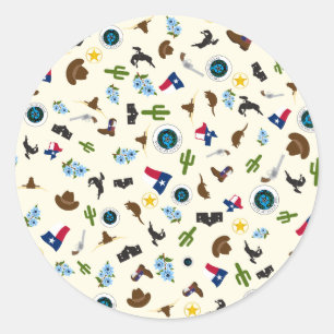 Sticker Rond Icônes célèbres d'état d'articles du Texas