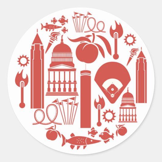 Sticker Rond Icônes de Géorgie Atlanta (Devant)