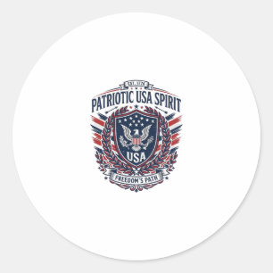 Sticker Rond Icônes et symboles du bouclier de liberté patrioti