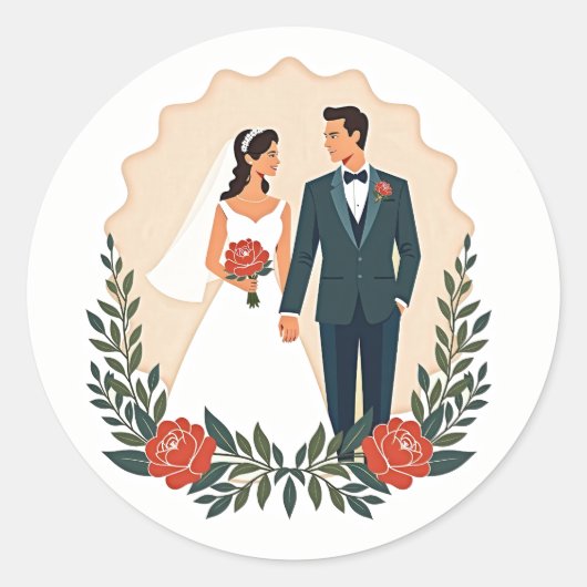 Sticker Rond Icônes Mariages classiques (Devant)