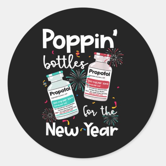 Sticker Rond Icu Nurses New Year Eve Outfits Pn Bottles Cu Er N (Devant)