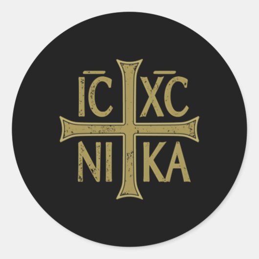 Sticker Rond Icxc Nika Christogram Cross Christian Dis (Devant)