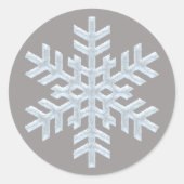 Sticker Rond Icy White Frozen Snowflake Élégant Christmas Grey (Devant)