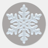 Sticker Rond Icy White Frozen Snowflake Élégant Christmas Grey (Devant)