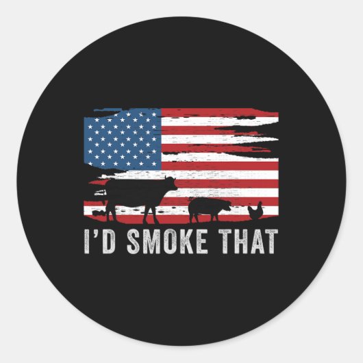 Sticker Rond Id Fumer ce barbecue 1 (Devant)