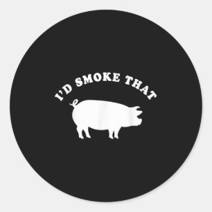 Sticker Rond Id Fumer Que Drôle Cochon Fumer Jardin Bbq
