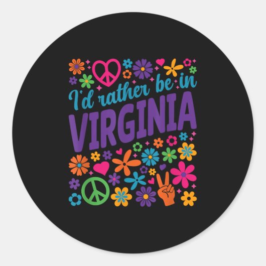 Sticker Rond I'd Rather Be In Virginia (Devant)