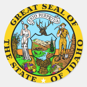 Sticker Rond Idaho sceau de l'état drapeau de la république amé