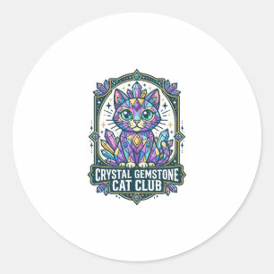 Sticker Rond Idée cadeau chat maman Crystal Gemstone - Crystal