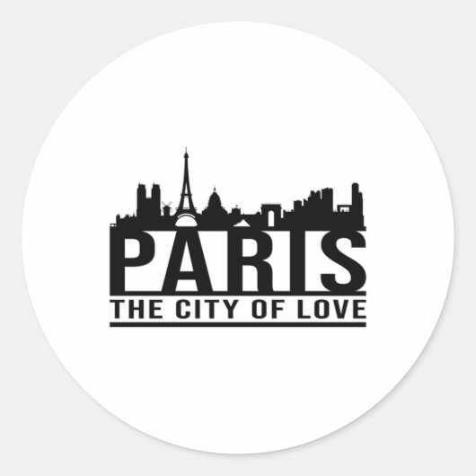 Sticker Rond Idée cadeau Cityscape Skyline de Paris France (Devant)