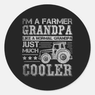 Sticker Rond Idée cadeau de jour grand-père Tractor fermier