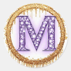 Sticker Rond Idée de cadeau de mariage Orné Monogramme M