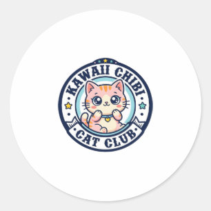 Sticker Rond Idée de cadeau maman chat chibi kawaii - Kawaii Ch