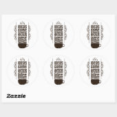 Sticker Rond Idées Après Café, Lettres Typographiques Branchées (Feuille)