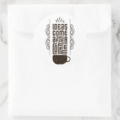 Sticker Rond Idées Après Café, Lettres Typographiques Branchées (Sac)