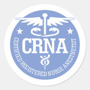 Sticker Rond Idées de cadeau du caducée CRNA