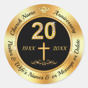 Sticker Rond Idées pour le 20e anniversaire d'église, 20e anniv