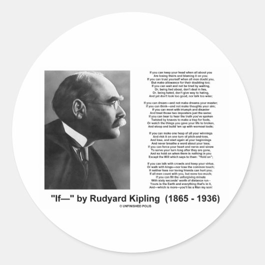 Sticker Rond "If—" Poème De Rudyard Kipling (Devant)