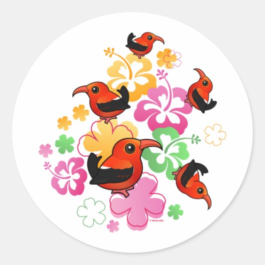 Sticker Rond "I'iwi" à l'hawaïenne (Devant)