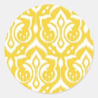Sticker Rond Ikat Damask - Sunshine Yellow