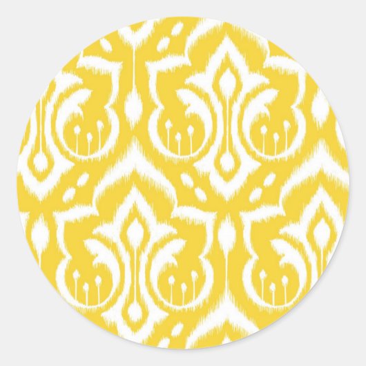 Sticker Rond Ikat Damask - Sunshine Yellow (Devant)