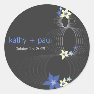 Sticker Rond Ikebana Frangipanier Violet Tropical Faveur de Mar