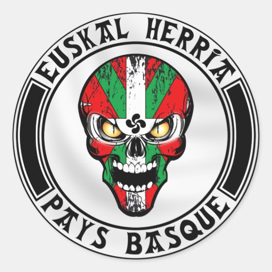 Sticker Rond Ikurriña skull (Devant)