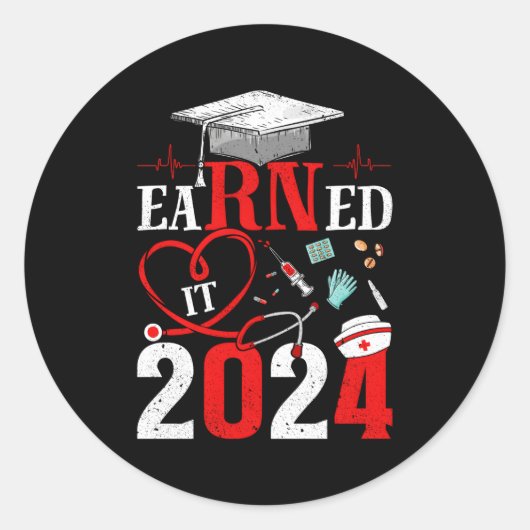 Sticker Rond Il A Gagné 2024 Pour Les Diplômes D'Infirmière Ou  (Devant)