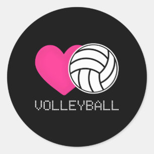 Sticker Rond Il adore le volley-ball