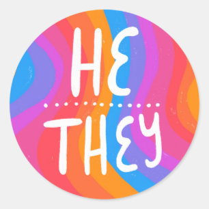 Sticker Rond IL/ELLES Prononononononononononononononounes Rainb