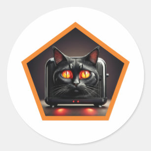 Sticker Rond Il est en partie chat noir et en partie grille-pai