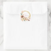 Sticker Rond Il est ressuscité boho fleuri wreath Pâques (Sac)