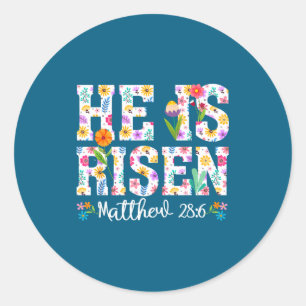Sticker Rond Il est ressuscité boho pâques chrétien jésus