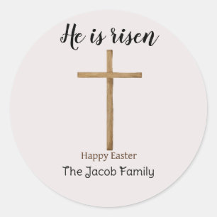 Sticker Rond Il est ressuscité, Bonne Pâques à la famille, Reli