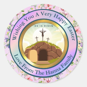 Sticker Rond Il est ressuscité et célébration du dimanche de la