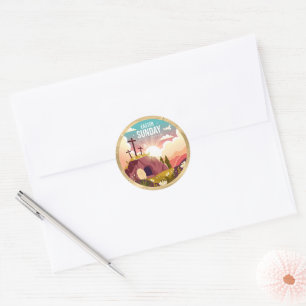 Sticker Rond Il est ressuscité et célébration du dimanche de la