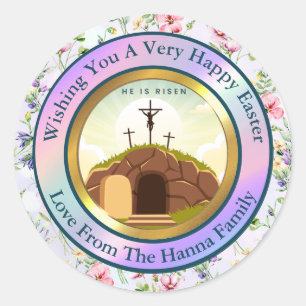 Sticker Rond Il est ressuscité et célébration du dimanche de la