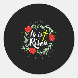 Sticker Rond Il Est Ressuscité Jésus Chrétien Joyeuses Pâques F