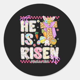 Sticker Rond Il est ressuscité Jésus chrétien joyeuses Pâques f