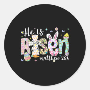Sticker Rond Il Est Ressuscité Jésus Chrétien Joyeux Enfant De