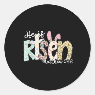 Sticker Rond Il Est Ressuscité Jésus Chrétien Joyeux Enfant De