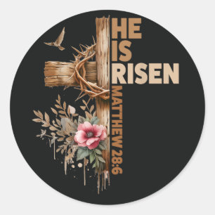 Sticker Rond Il est ressuscité Jésus chrétien religieux Pâques