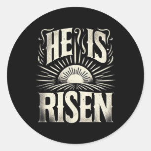 Sticker Rond Il Est Ressuscité Jésus Dieu Christian Soleil Résu