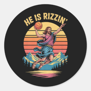 Sticker Rond Il Est Ressuscité Rizzin Pâques Foi Chrétienne Jés