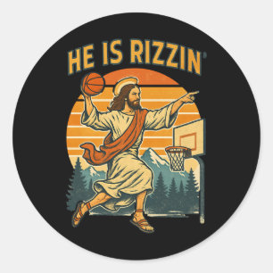 Sticker Rond Il Est Ressuscité Rizzin Pâques Foi Chrétienne Jés