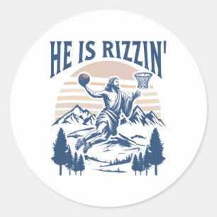 Sticker Rond Il Est Ressuscité Rizzin' Pâques Jésus Foi Chrétie
