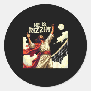 Sticker Rond Il est Rizzin Jésus Citation de T-shirt drôle de v