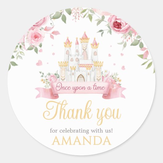 Sticker Rond Il était une fois fête d'anniversaire (Devant)